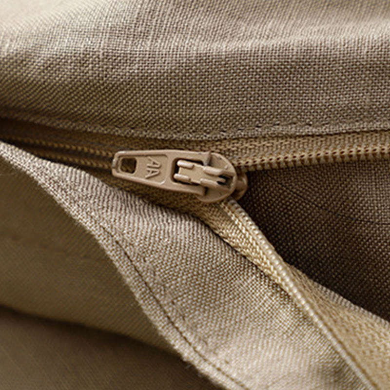 Buddha Stones - Einfarbige Damenhose aus elastischem Baumwollleinen mit Knopfleiste vorne und Taschen - image 19