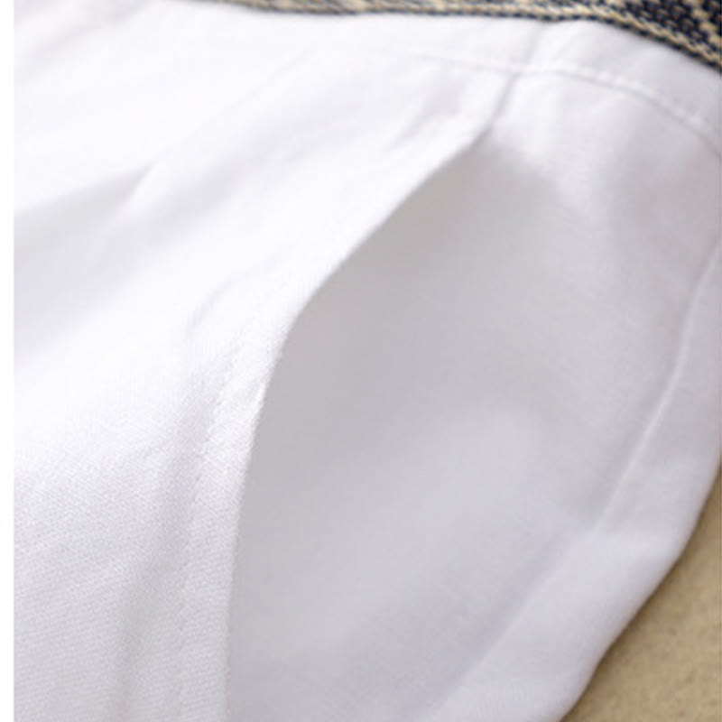 Buddha Stones - Einfarbige Damenhose aus elastischem Baumwollleinen mit Knopfleiste vorne und Taschen - image 27