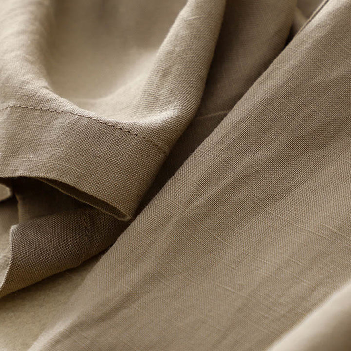 Buddha Stones - Einfarbige Damenhose aus elastischem Baumwollleinen mit Knopfleiste vorne und Taschen - image 22