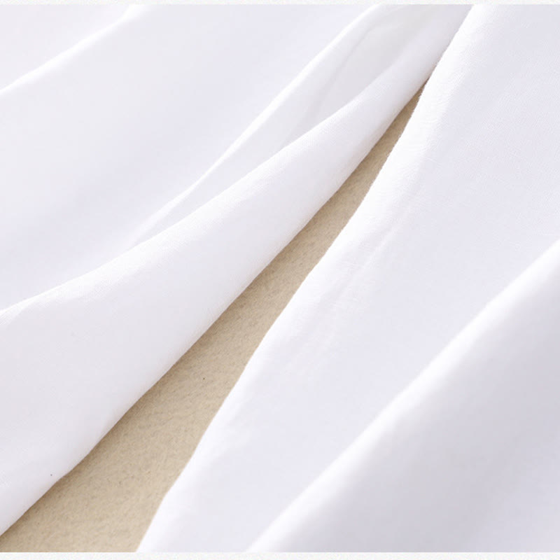 Buddha Stones - Einfarbige Damenhose aus elastischem Baumwollleinen mit Knopfleiste vorne und Taschen - image 28