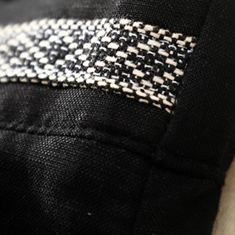 Buddha Stones - Einfarbige Damenhose aus elastischem Baumwollleinen mit Knopfleiste vorne und Taschen - image 32