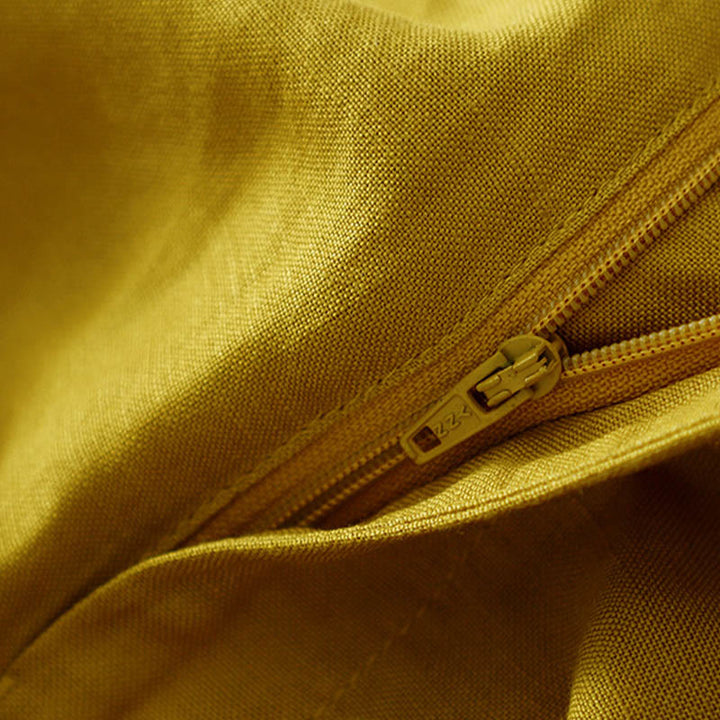 Buddha Stones - Einfarbige Damenhose aus elastischem Baumwollleinen mit Knopfleiste vorne und Taschen - image 14