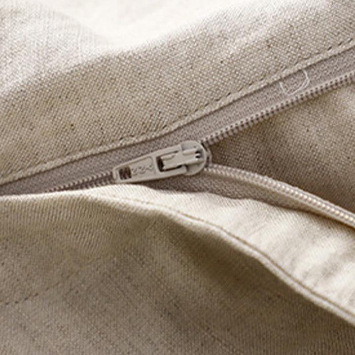 Buddha Stones - Einfarbige Damenhose aus elastischem Baumwollleinen mit Knopfleiste vorne und Taschen - image 7