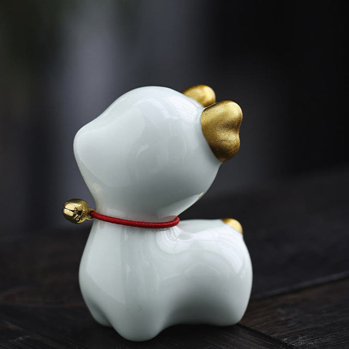 Buddha Stones ​​Mini Hirsch Tee Haustier Keramik Hause Schreibtisch Figur Dekoration - Hellgrünes Reh 4 x 2,7 x 5,3 cm - image 7