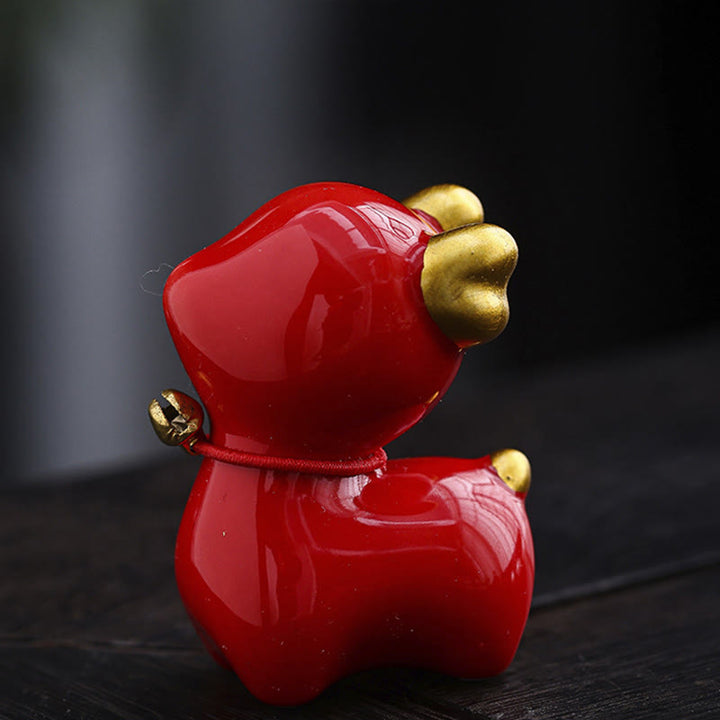 Buddha Stones ​​Mini Hirsch Tee Haustier Keramik Hause Schreibtisch Figur Dekoration - Rothirsch 4*2,7*5,3 cm - image 22