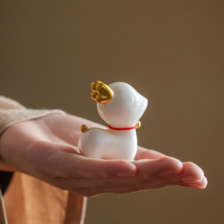 Buddha Stones ​​Mini Hirsch Tee Haustier Keramik Hause Schreibtisch Figur Dekoration - image 4