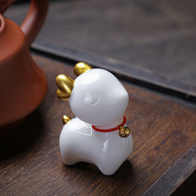 Buddha Stones ​​Mini Hirsch Tee Haustier Keramik Hause Schreibtisch Figur Dekoration - image 2