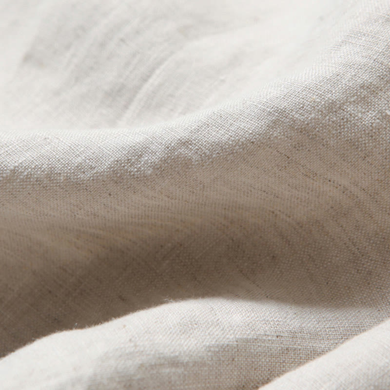 Buddha Stones – Unifarbene Hose aus Baumwollleinen mit hoher Taille und weitem Bein und Taschen - image 13