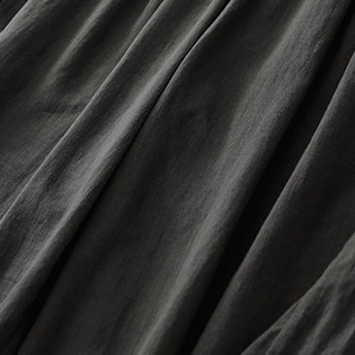 Buddha Stones Unifarbene Karottenhose aus Baumwollleinen mit elastischem Bund und Taschen - image 11