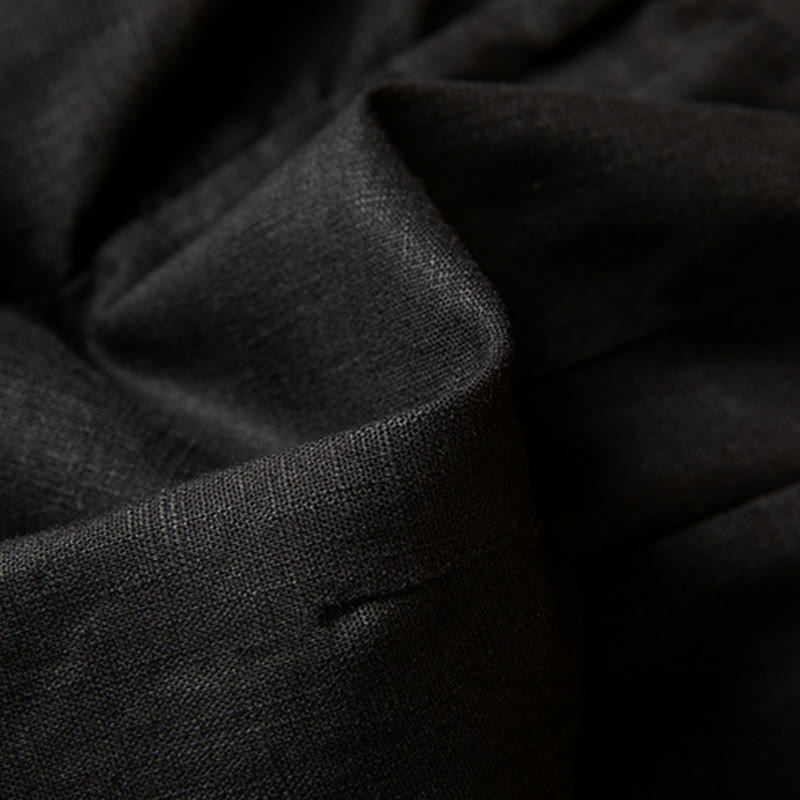 Buddha Stones Unifarbene Karottenhose aus Baumwollleinen mit elastischem Bund und Taschen - image 12