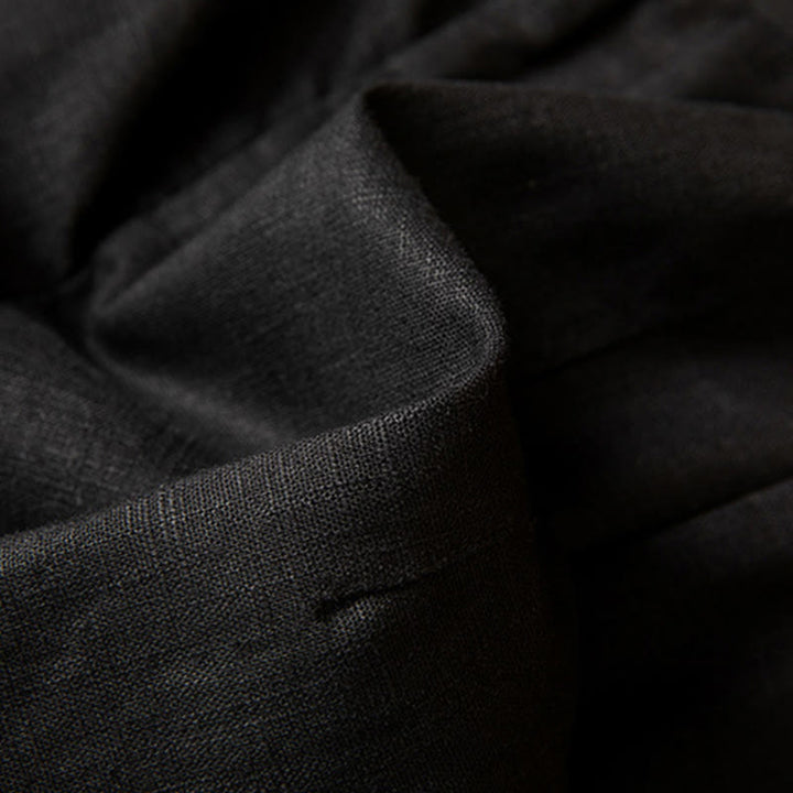 Buddha Stones Unifarbene Karottenhose aus Baumwollleinen mit elastischem Bund und Taschen - image 12