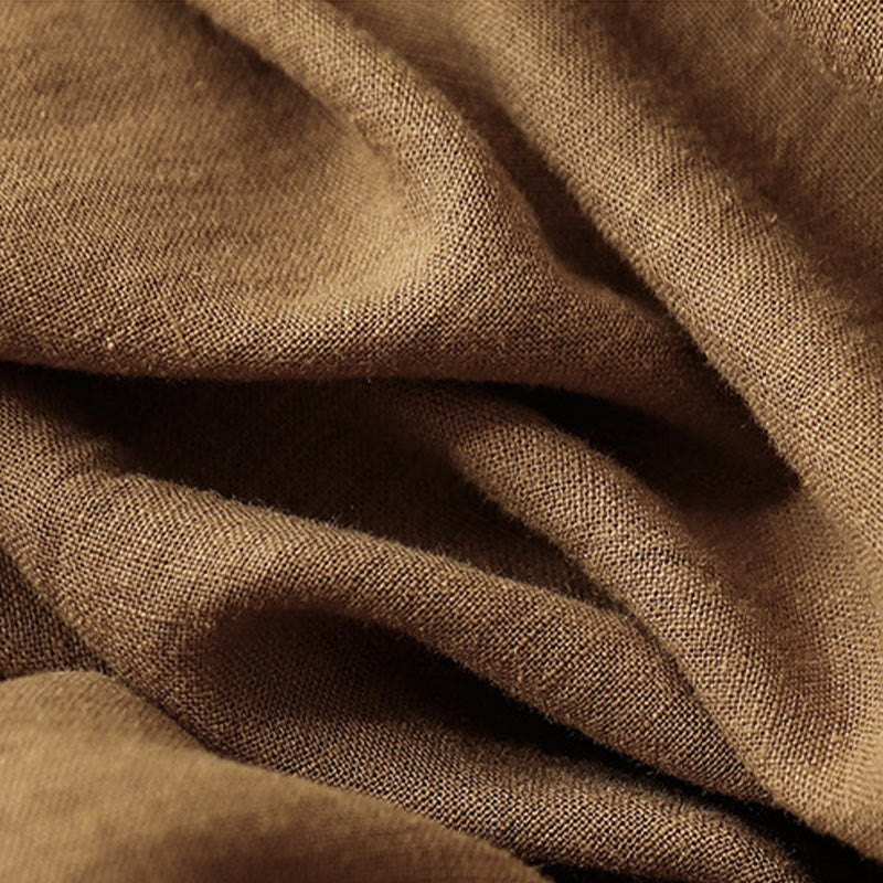 Buddha Stones Unifarbene Karottenhose aus Baumwollleinen mit elastischem Bund und Taschen - image 6