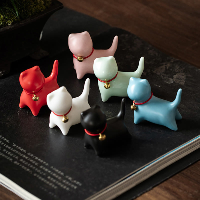 Buddha Stones ​​Mini süße stehend liegend Katze Tee Haustier Keramik Home Schreibtisch Figur Dekoration - image 3