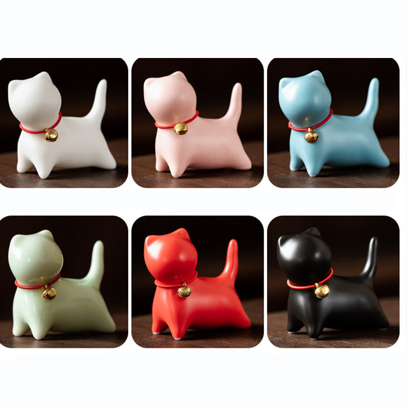 Buddha Stones ​​Mini süße stehend liegend Katze Tee Haustier Keramik Home Schreibtisch Figur Dekoration - image 15