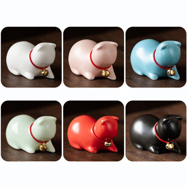 Buddha Stones ​​Mini süße stehend liegend Katze Tee Haustier Keramik Home Schreibtisch Figur Dekoration - image 26