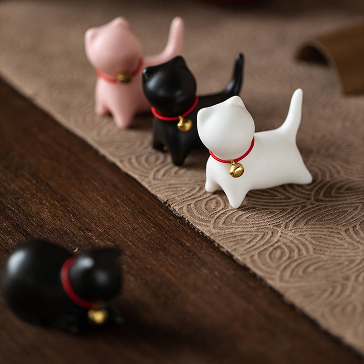 Buddha Stones ​​Mini süße stehend liegend Katze Tee Haustier Keramik Home Schreibtisch Figur Dekoration - image 17
