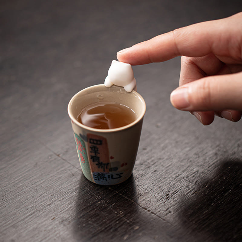 Buddha Stones ​​Mini Hängen Weiße Katze Tee Haustier Keramik Hause Schreibtisch Figur Dekoration - image 10