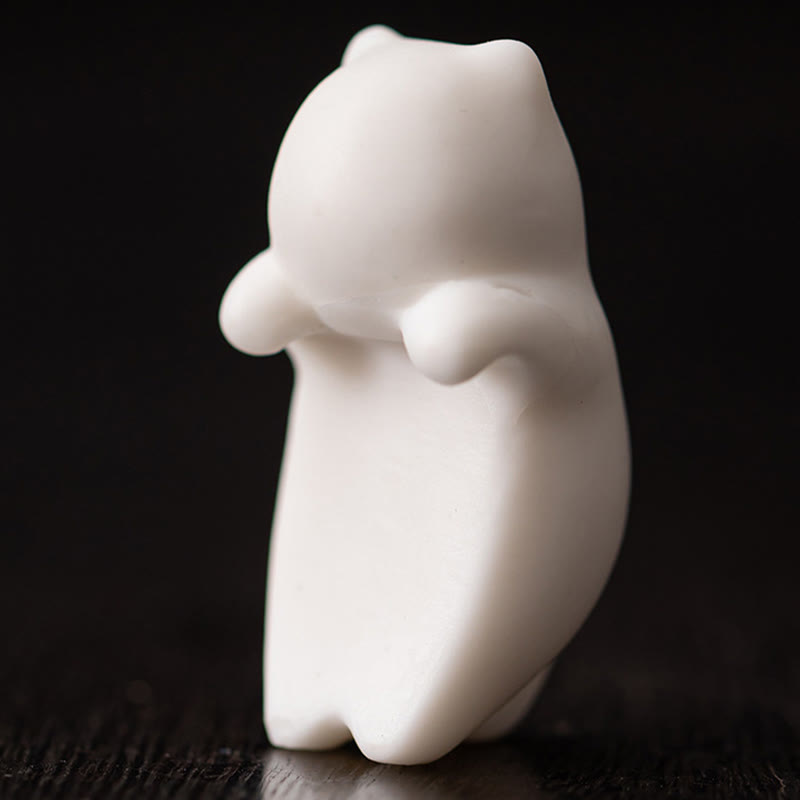 Buddha Stones ​​Mini Hängen Weiße Katze Tee Haustier Keramik Hause Schreibtisch Figur Dekoration - image 5