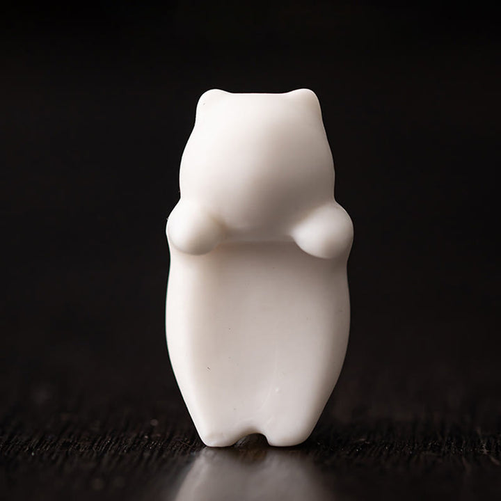 Buddha Stones ​​Mini Hängen Weiße Katze Tee Haustier Keramik Hause Schreibtisch Figur Dekoration - image 4