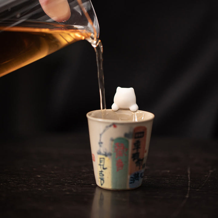 Buddha Stones ​​Mini Hängen Weiße Katze Tee Haustier Keramik Hause Schreibtisch Figur Dekoration - image 8