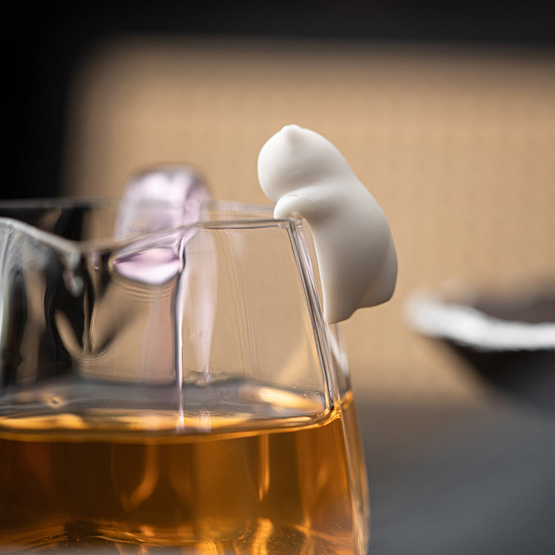 Buddha Stones ​​Mini Hängen Weiße Katze Tee Haustier Keramik Hause Schreibtisch Figur Dekoration - image 2