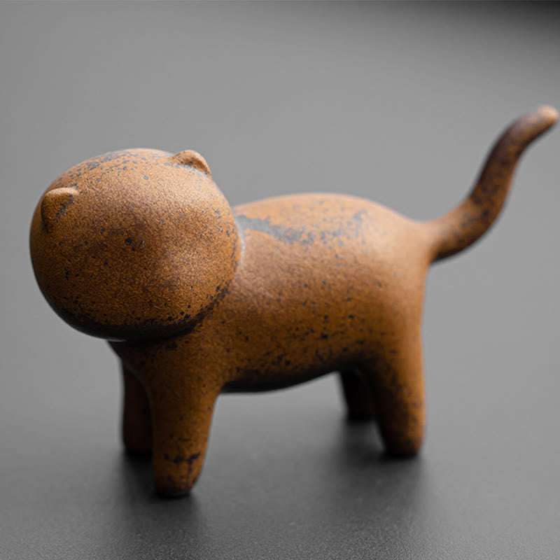 Buddha Stones ​​Mini Stehend Katze Feng Shui Frosch Kröte Tee Haustier Keramik Hause Schreibtisch Figur Dekoration - image 2