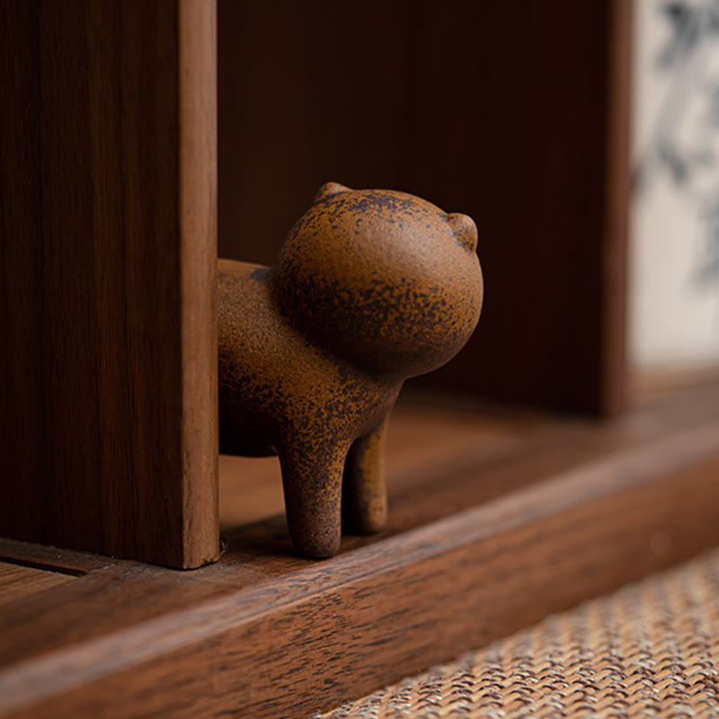 Buddha Stones ​​Mini Stehend Katze Feng Shui Frosch Kröte Tee Haustier Keramik Hause Schreibtisch Figur Dekoration - image 5