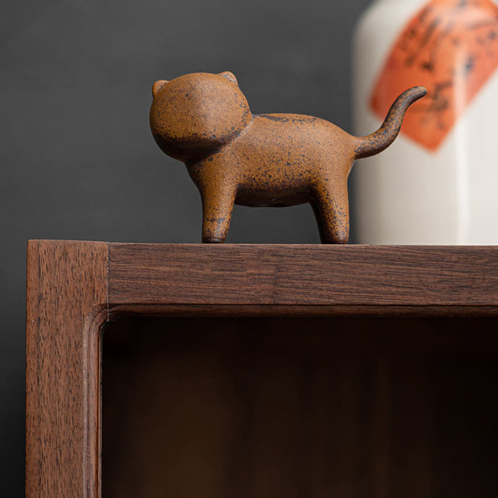 Buddha Stones ​​Mini Stehend Katze Feng Shui Frosch Kröte Tee Haustier Keramik Hause Schreibtisch Figur Dekoration - image 4