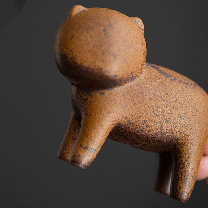 Buddha Stones ​​Mini Stehend Katze Feng Shui Frosch Kröte Tee Haustier Keramik Hause Schreibtisch Figur Dekoration - image 6