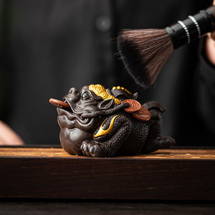 Buddha Stones, Feng Shui, Frosch, Kröte, Kupfermünzen, Keramik, lila Ton, Reichtum, Heim-Tee-Haustier, Figur, Dekoration - image 9