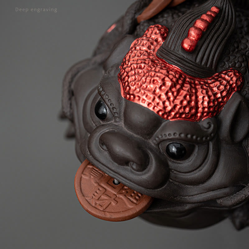 Buddha Stones, Feng Shui, Frosch, Kröte, Kupfermünzen, Keramik, lila Ton, Reichtum, Heim-Tee-Haustier, Figur, Dekoration - image 12