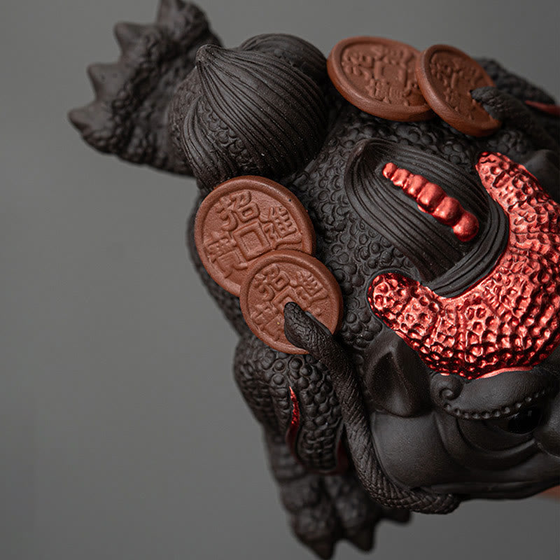 Buddha Stones, Feng Shui, Frosch, Kröte, Kupfermünzen, Keramik, lila Ton, Reichtum, Heim-Tee-Haustier, Figur, Dekoration - image 13