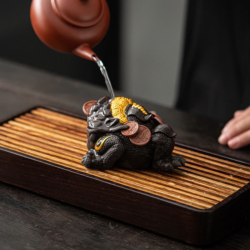 Buddha Stones, Feng Shui, Frosch, Kröte, Kupfermünzen, Keramik, lila Ton, Reichtum, Heim-Tee-Haustier, Figur, Dekoration - image 8