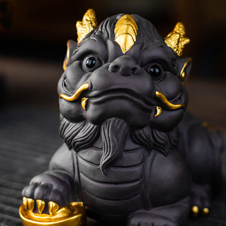 Buddha Stones ​​PiXiu Barren Ball Lila Ton Keramik Tee Haustier Reichtum Hause Figur Dekoration - image 16