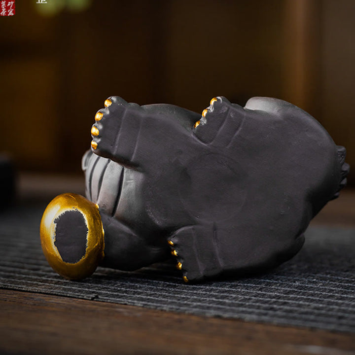 Buddha Stones ​​PiXiu Barren Ball Lila Ton Keramik Tee Haustier Reichtum Hause Figur Dekoration - image 18