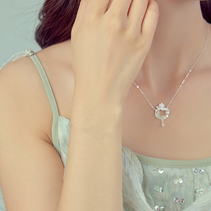 Buddha Stones Hetian Jade 925 Sterling Silber Zirkonia Perlen Halskette Anhänger - image 1