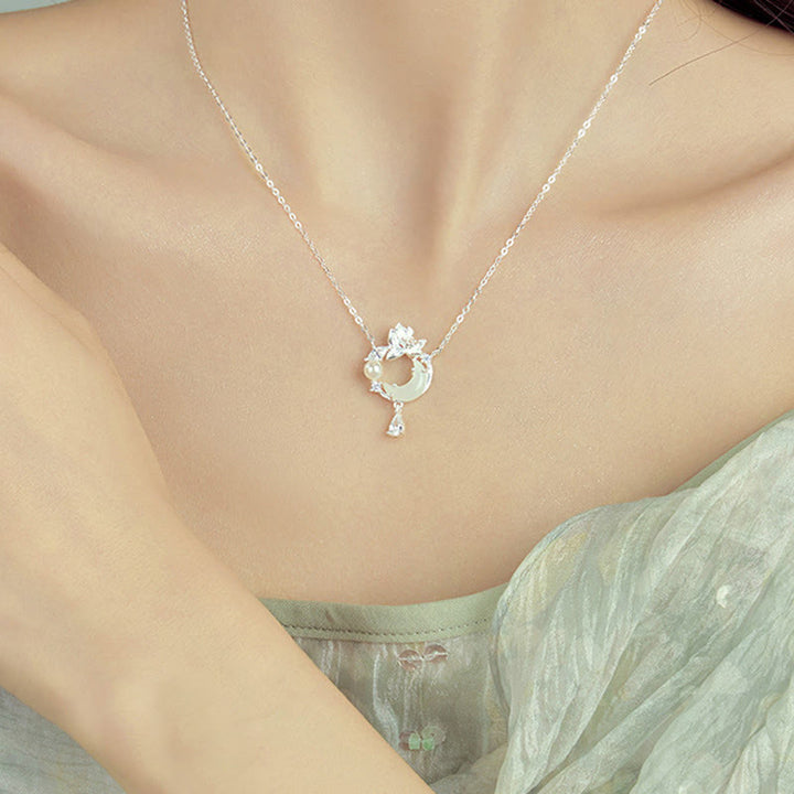 Buddha Stones Hetian Jade 925 Sterling Silber Zirkonia Perlen Halskette Anhänger - image 3