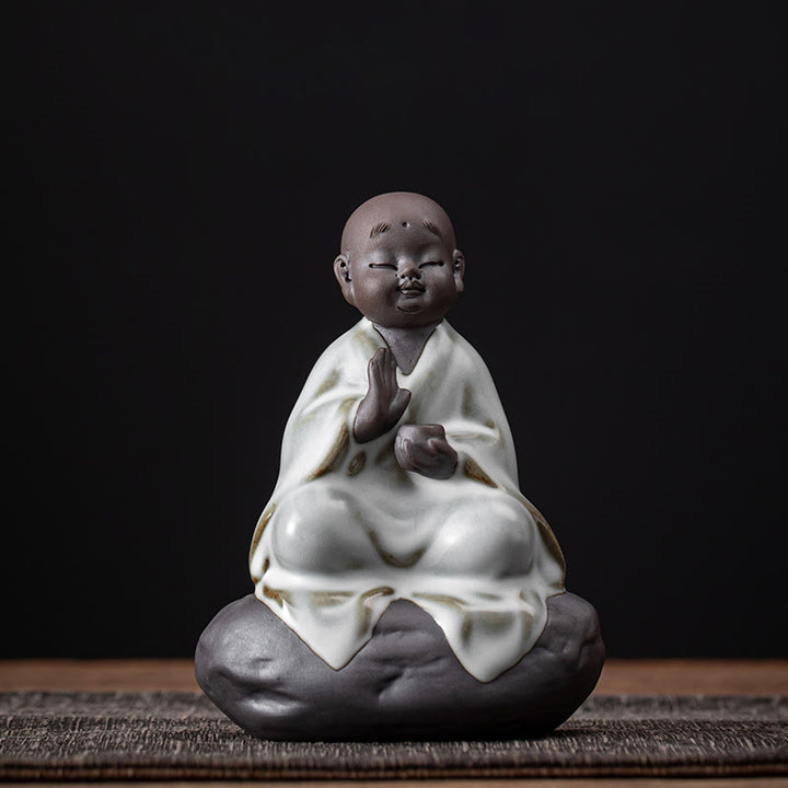 Buddha Stones ​​Kleine Zen Mönch Hut Sieb Keramik Tee Zubehör Figur Startseite Dekoration - Mönch 9*12,2 cm - image 4