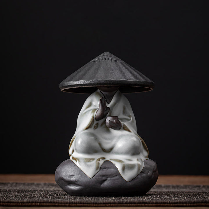 Buddha Stones ​​Kleine Zen Mönch Hut Sieb Keramik Tee Zubehör Figur Startseite Dekoration - Mönchshut-Sieb, schwarz, 9 x 12,2 cm - image 10