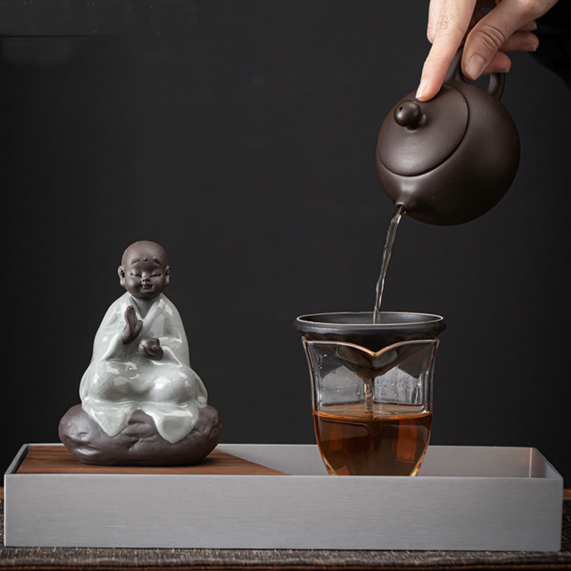 Buddha Stones ​​Kleine Zen Mönch Hut Sieb Keramik Tee Zubehör Figur Startseite Dekoration - image 7