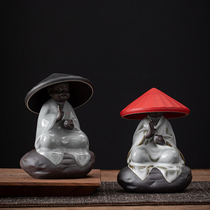 Buddha Stones ​​Kleine Zen Mönch Hut Sieb Keramik Tee Zubehör Figur Startseite Dekoration - image 0