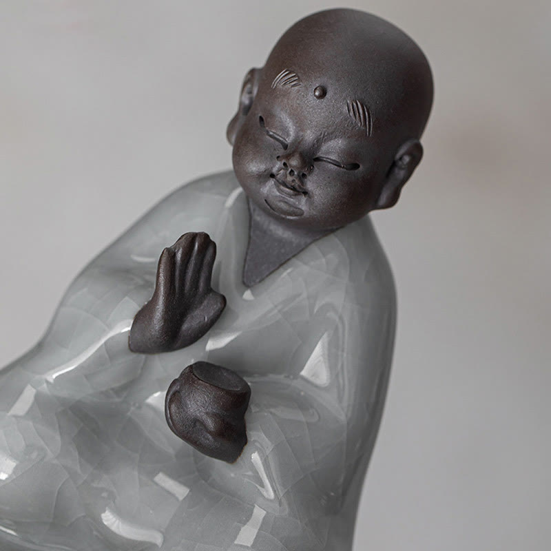 Buddha Stones Kleine Zen Mönch Hut Sieb Keramik Tee Zubehör Figur Startseite Dekoration