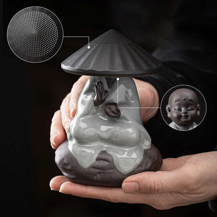 Buddha Stones ​​Kleine Zen Mönch Hut Sieb Keramik Tee Zubehör Figur Startseite Dekoration - image 15
