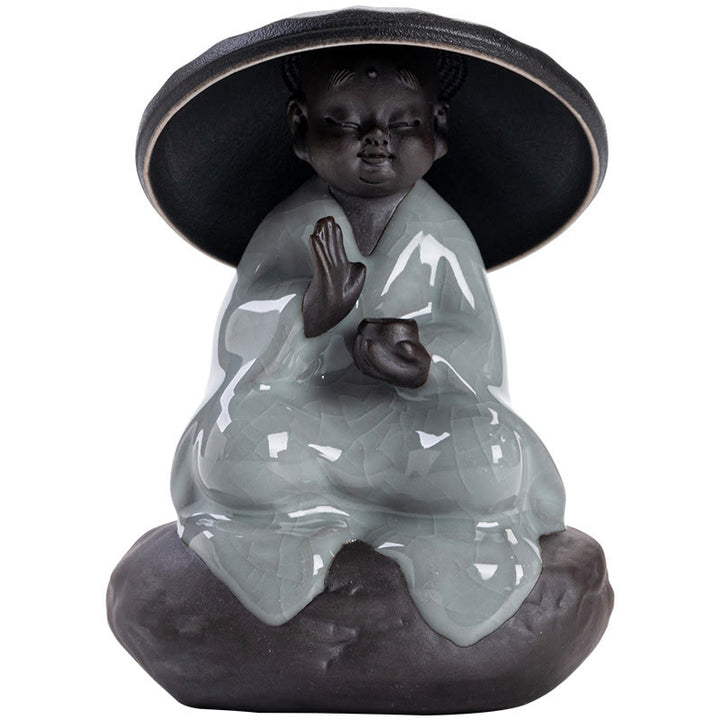 Buddha Stones Kleine Zen Mönch Hut Sieb Keramik Tee Zubehör Figur Startseite Dekoration