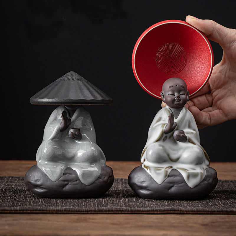 Buddha Stones Kleine Zen Mönch Hut Sieb Keramik Tee Zubehör Figur Startseite Dekoration