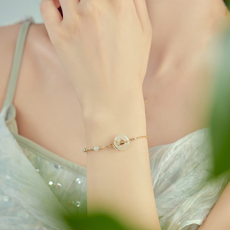 Buddha Stones Hetian Jade 925 Sterling Silber Zirkonia Peace Schnalle Glücksarmband - image 9