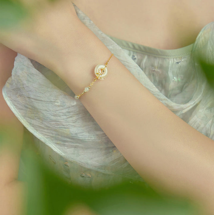 Buddha Stones Hetian Jade 925 Sterling Silber Zirkonia Peace Schnalle Glücksarmband - image 8