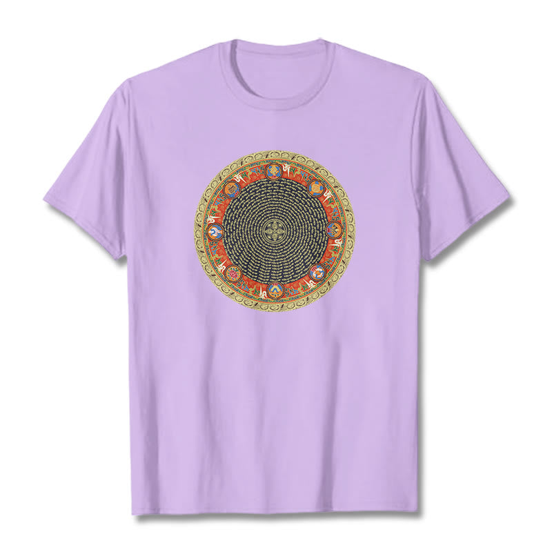 Buddha Stones ​​Kreisförmige Om Mani Padme Hum Acht Glückverheißende Symbole Baumwolle T-shirt - Pflaume - 2XL - image 17