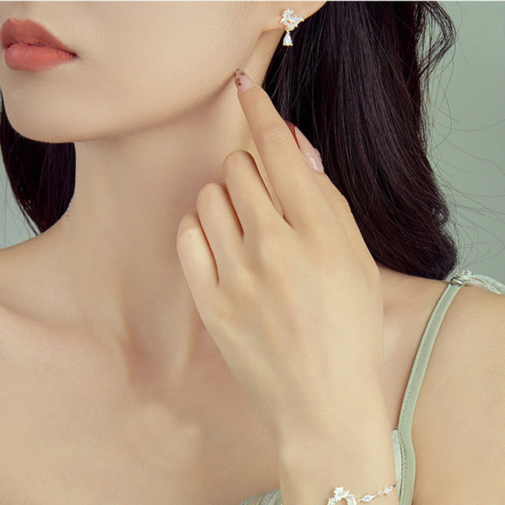 Buddha Stones Hetian Jade 925 Sterling Silber Zirkonia Perle Fülle Ohrringe  - image 4