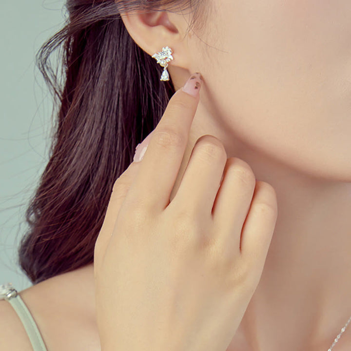 Buddha Stones Hetian Jade 925 Sterling Silber Zirkonia Perle Fülle Ohrringe  - image 3